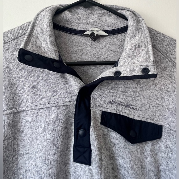 Eddie Bauer Men’s Convector Snap Mock Sweater Large Gray - Picture 3 of 5